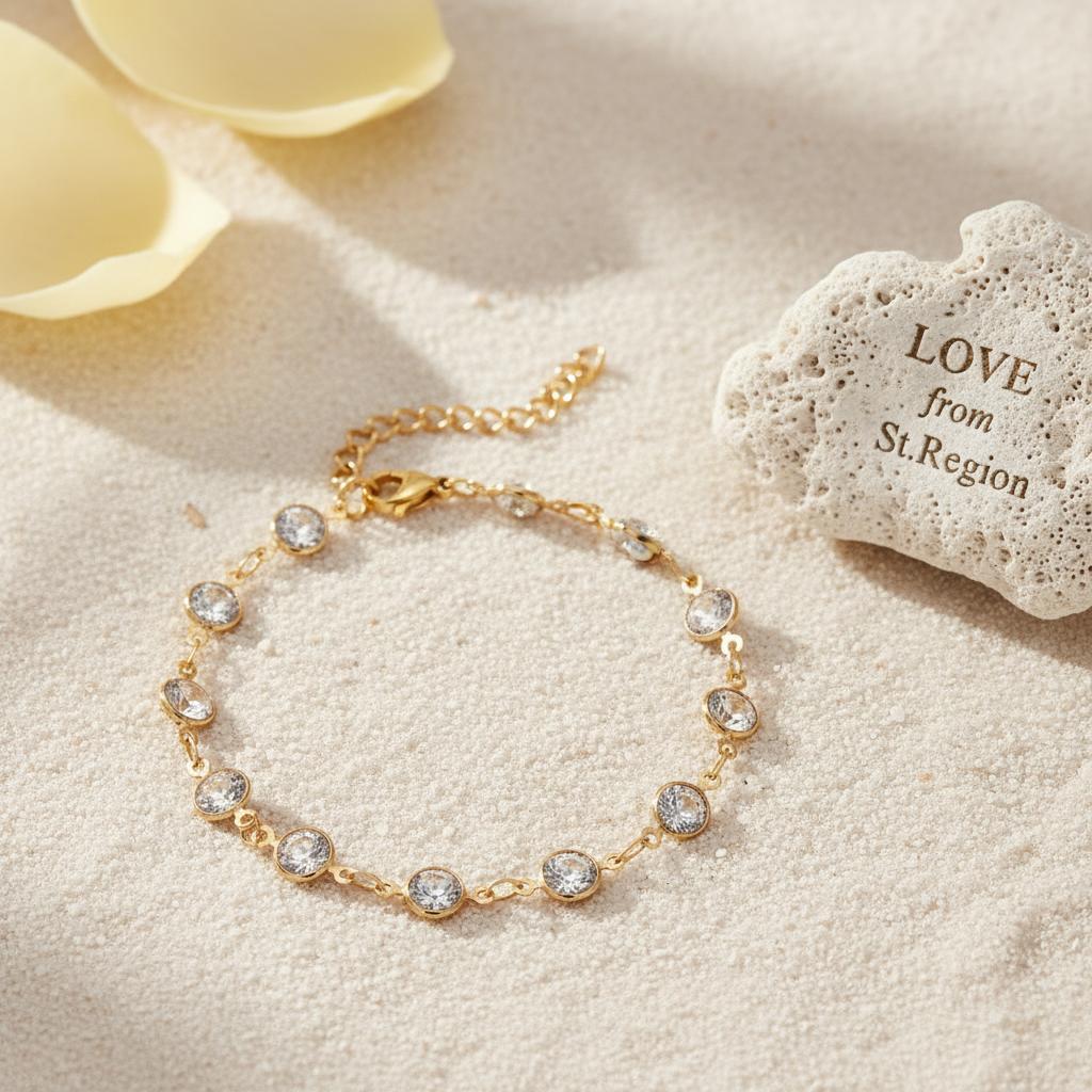 Clear Crystal & 18K Gold-Plated Round Station Bracelet
