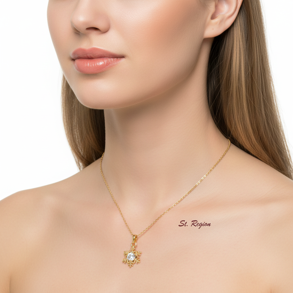 Crystal & 18K Gold-Plated Snowflake Pendant Necklace - Street Region