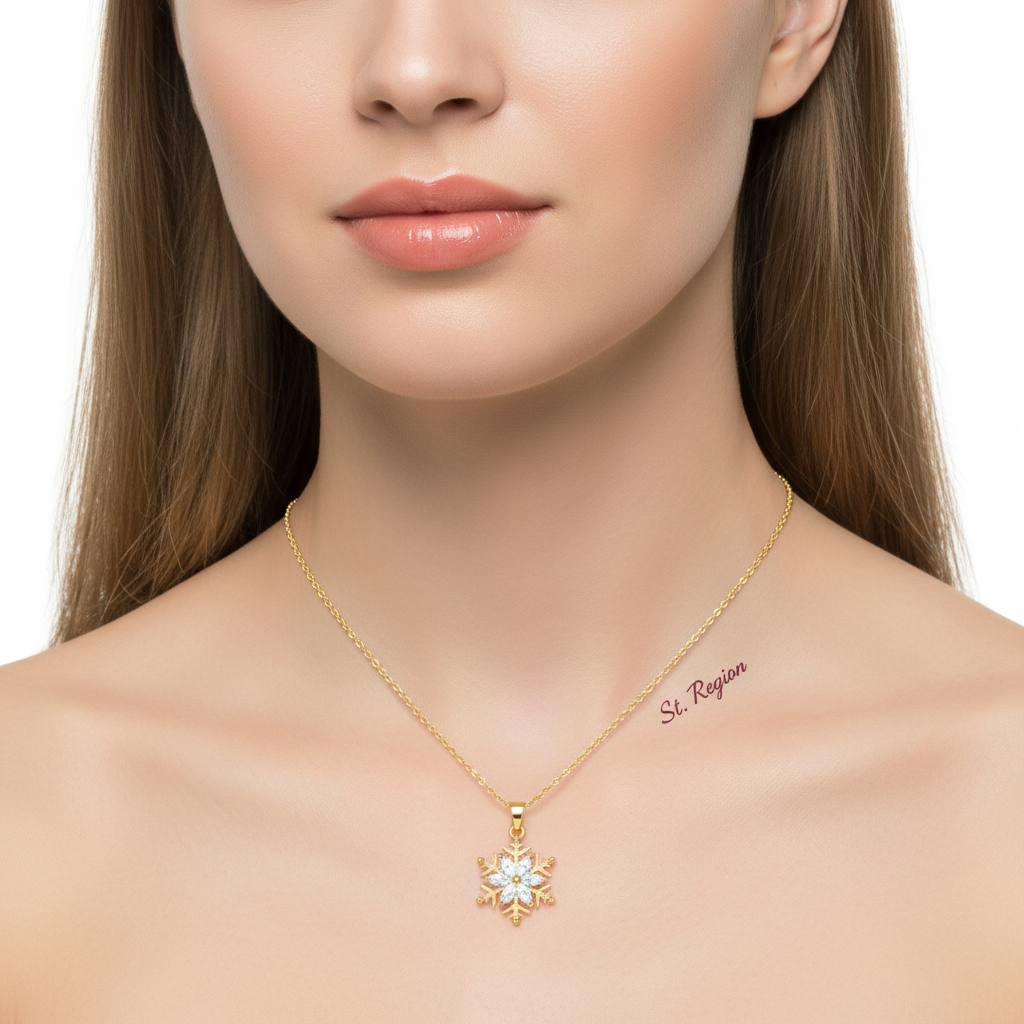 Crystal & 18K Gold-Plated Snowflake Pendant Necklace - Street Region