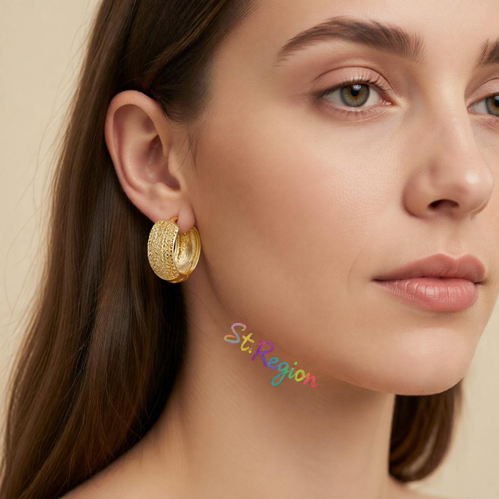 18K Gold-Plated Texture Huggie Earrings