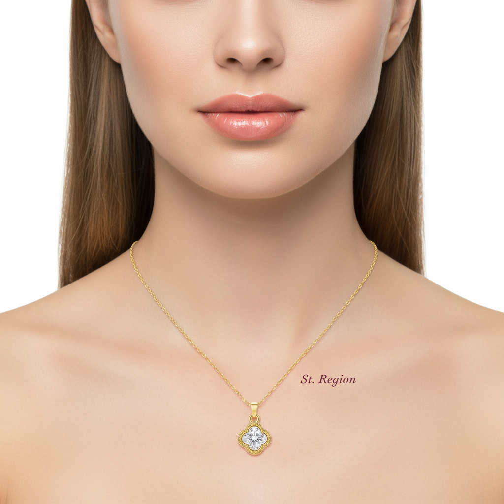 Crystal & 18K Gold-Plated Clover Pendant Necklace - Street Region
