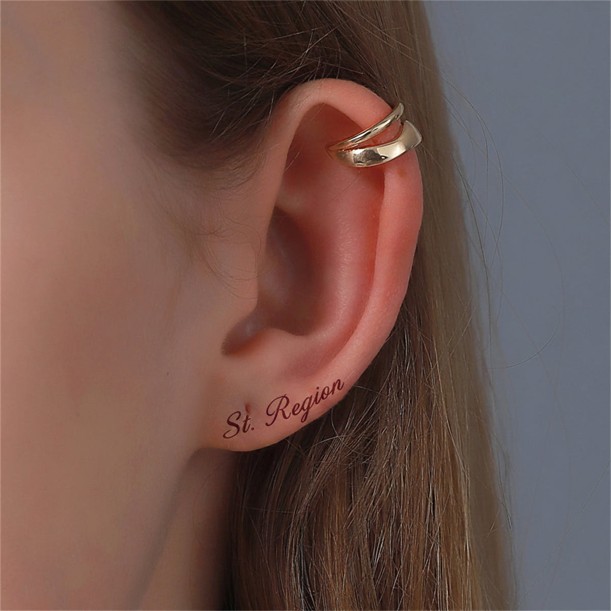 18K Gold-Plated Abstract Layered Ear Cuff - Street Region