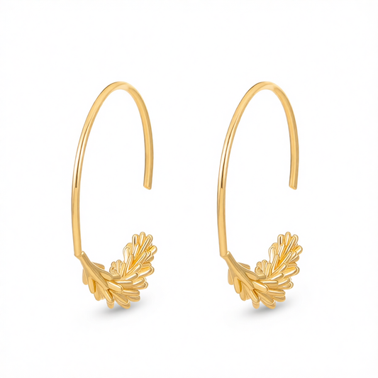 18K Gold-Plated Wheat Ear Hoop Earrings
