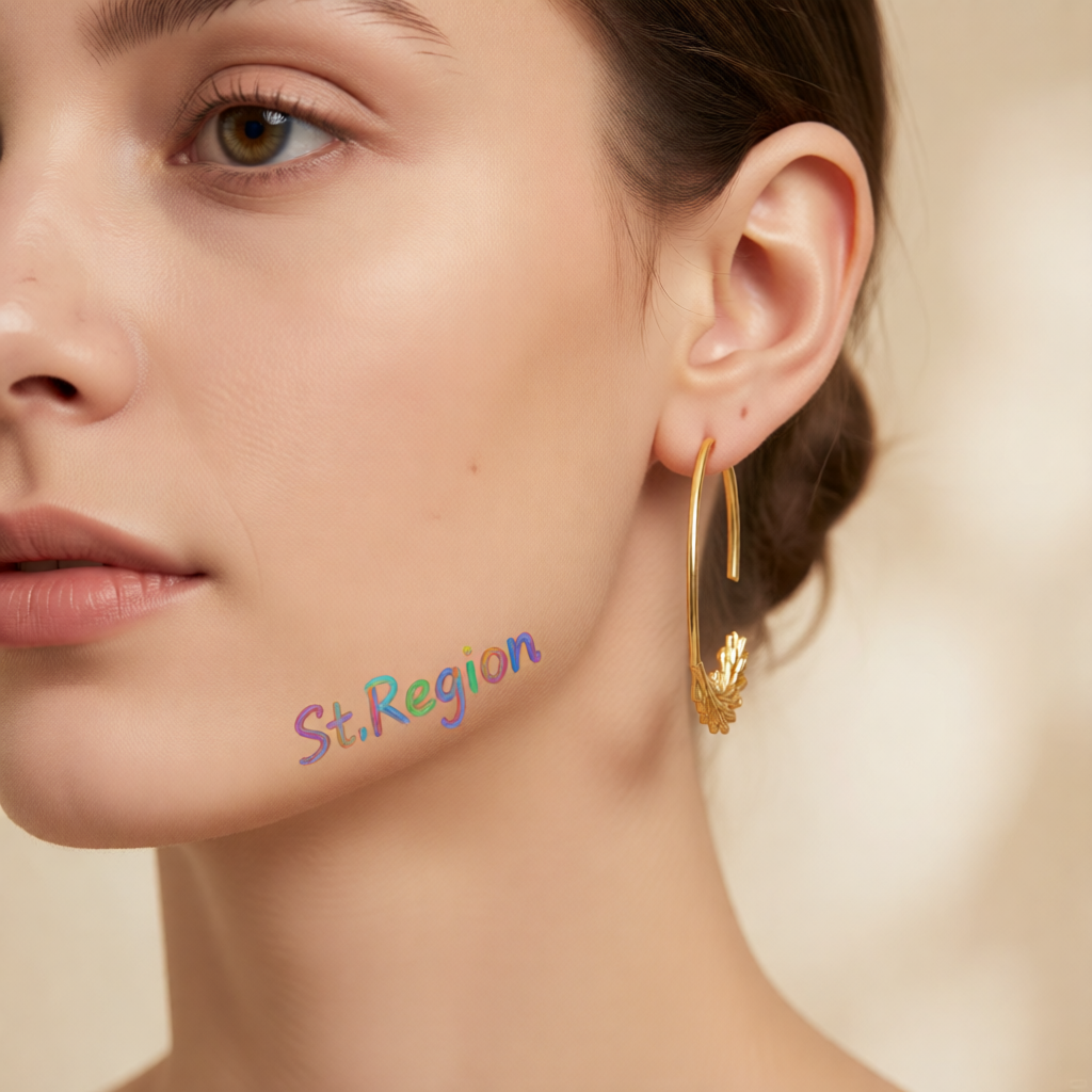 18K Gold-Plated Wheat Ear Hoop Earrings