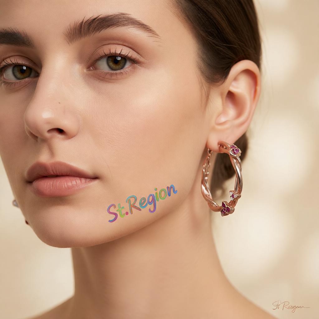 Crystal & 18K Rose Gold-Plated Floral Hoop Earrings