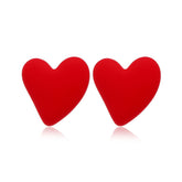 Red Acrylic & Silver-Plated Heart Stud Earrings