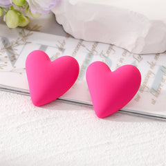 Rose Acrylic & Silver-Plated Heart Stud Earrings