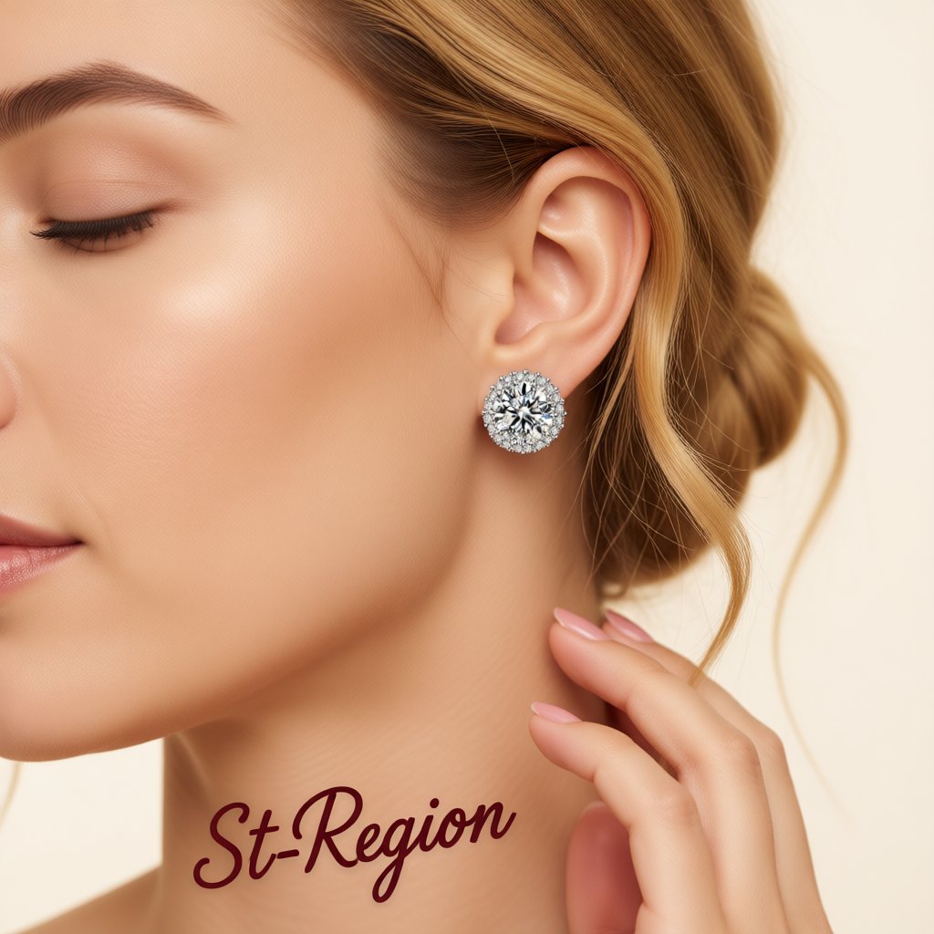 Cubic Zirconia and Crystal Silver-Plated Hola Stud Earrings, silver stud earrings for women, botanical inspired, styled look