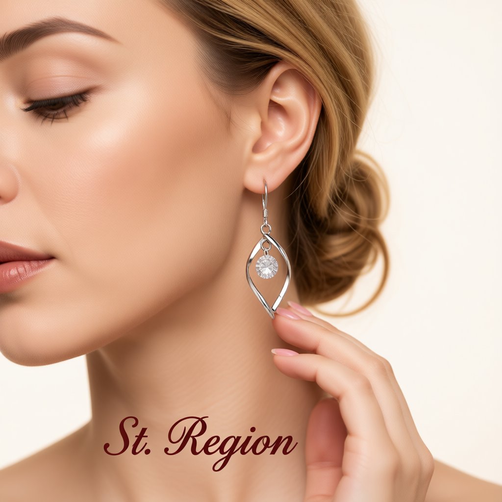 Cubic Zirconia and Silver-Plated Twisted Drop Earrings, silver drop earrings for women, everyday style, styled look