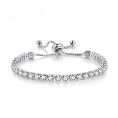 Cubic Zirconia & Silver-Plated Adjustable Link Bracelet
