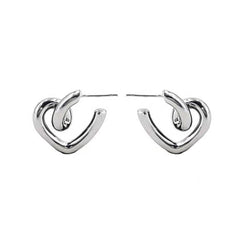 Silver-Plated Swirl-Heart Stud Earrings