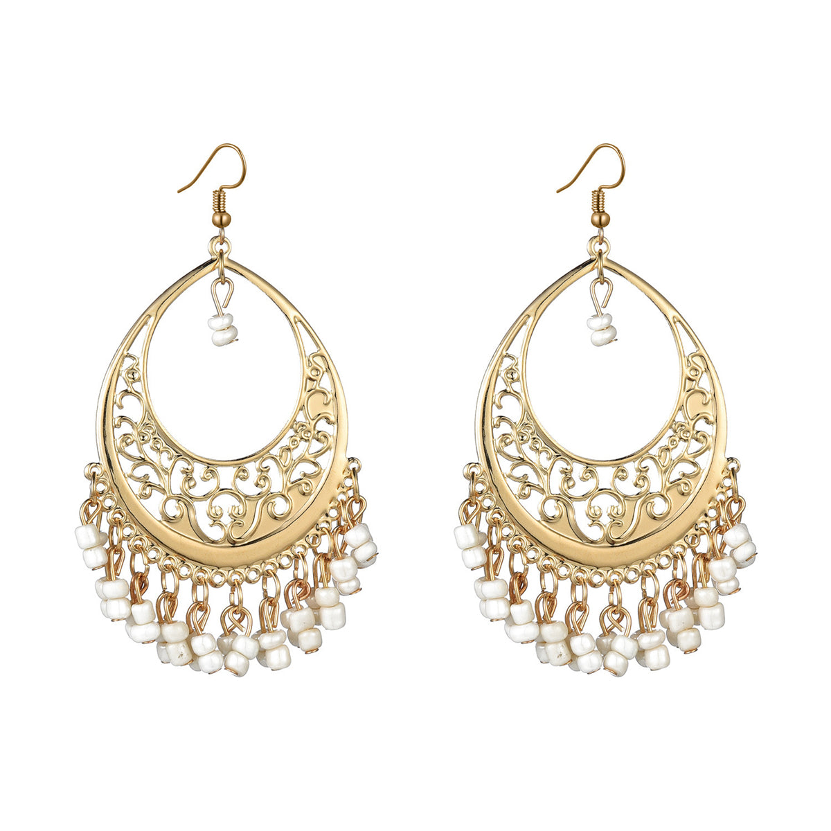 White Turquoise & 18K Gold-Plated Openwork Filigree Drop Earrings