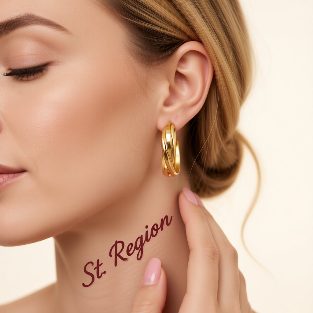 18K Gold-Plated Twisted Layered Huggie Earrings, gold huggie earrings, elegant gift for her, styled look