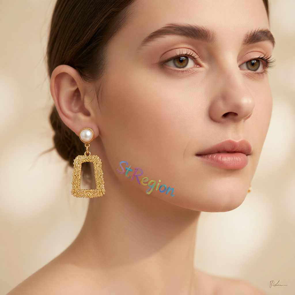 Pearl & 18K Gold-Plated Textured Open Ladder Drop Earrings