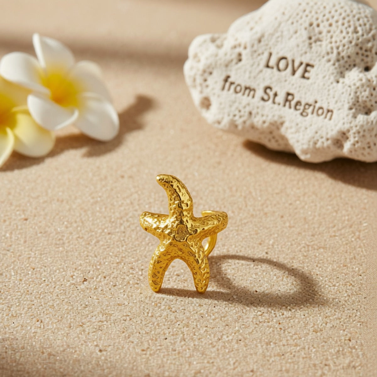 Goldtone Textured Starfish Ear Cuff