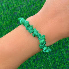 Dark Green Quartz Beaded Stretch Bracelet