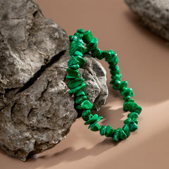 Dark Green Quartz Beaded Stretch Bracelet