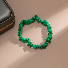 Dark Green Quartz Beaded Stretch Bracelet