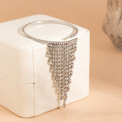 Cubic Zirconia & Silver-Plated Tassel Arm Cuff