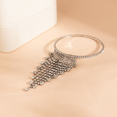 Cubic Zirconia & Silver-Plated Tassel Arm Cuff