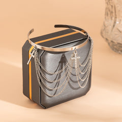 Cubic Zirconia & Silver-Plated Cross Chain Tassel Arm Cuff