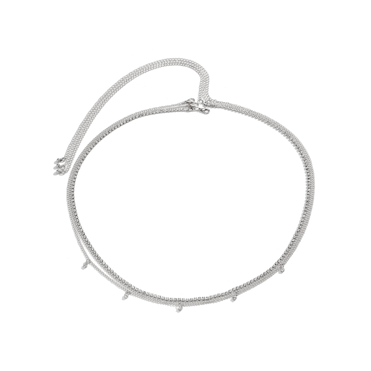 Cubic Zirconia and Silver-Plated Waist Chain Set, silver pendant necklace for women, everyday style, styled look