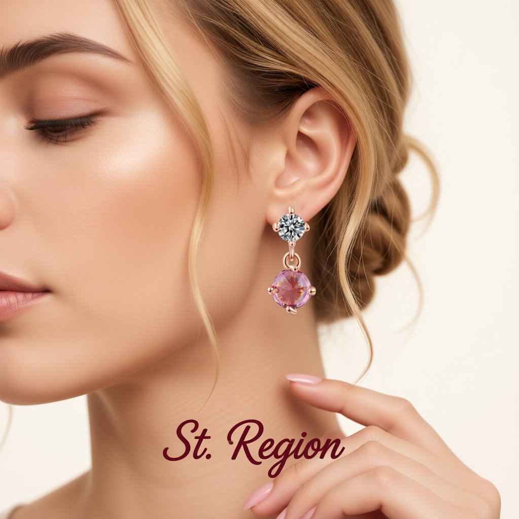 Pink Crystal and Cubic Zirconia 18K Rose Gold-Plated Drop Earrings, rose gold drop earrings for women, styled look