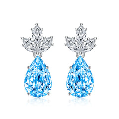 Colored Crystal & Silver-Plated Pineapple Drop Earrings