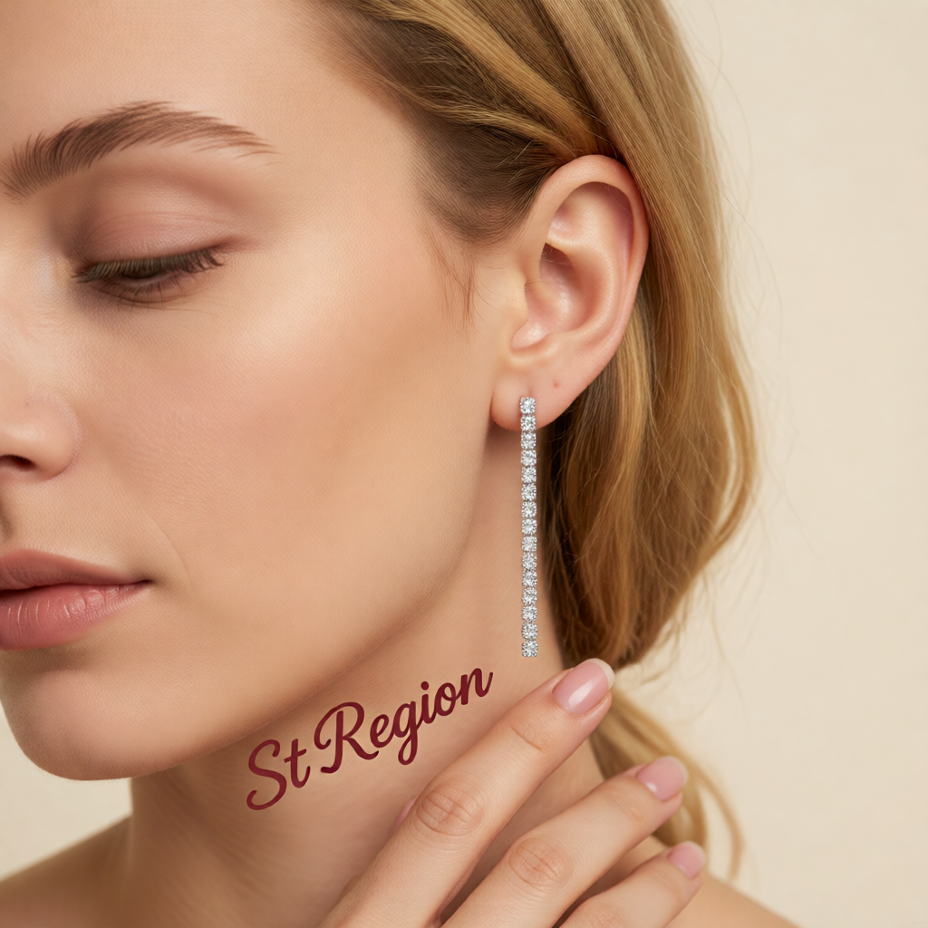 Clear Cubic Zirconia & Silvertone Tassel Drop Earrings