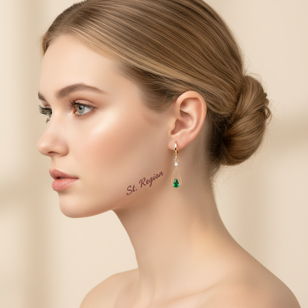 Emerald Crystal & Cubic Zirconia Goldtone Open Drop Huggie Earrings - Street Region