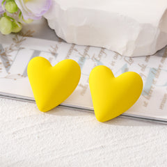 Yellow Acrylic & Silve-Plated Heart Stud Earrings