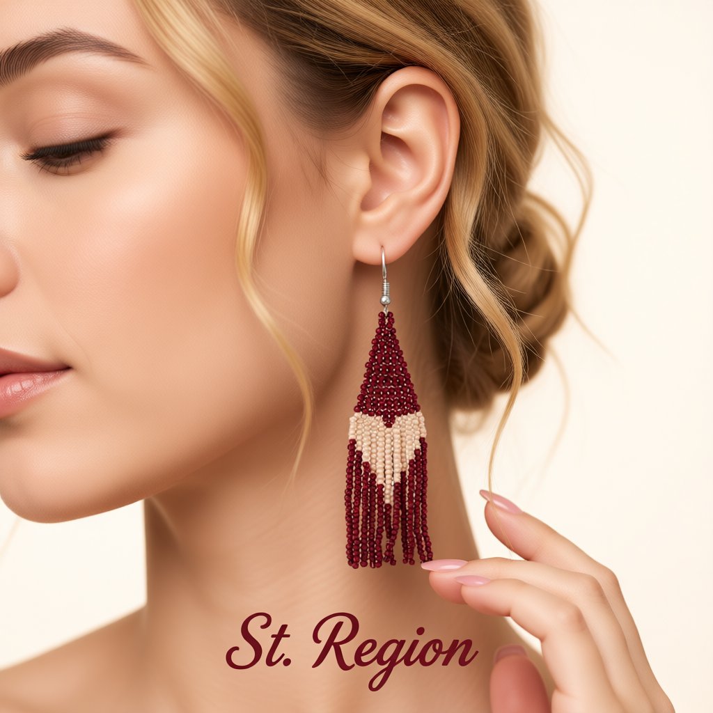 Wine Red Howlite and Silver-Plated Heart Tassel Drop Earrings, silver drop earrings for women, everyday style, styled look