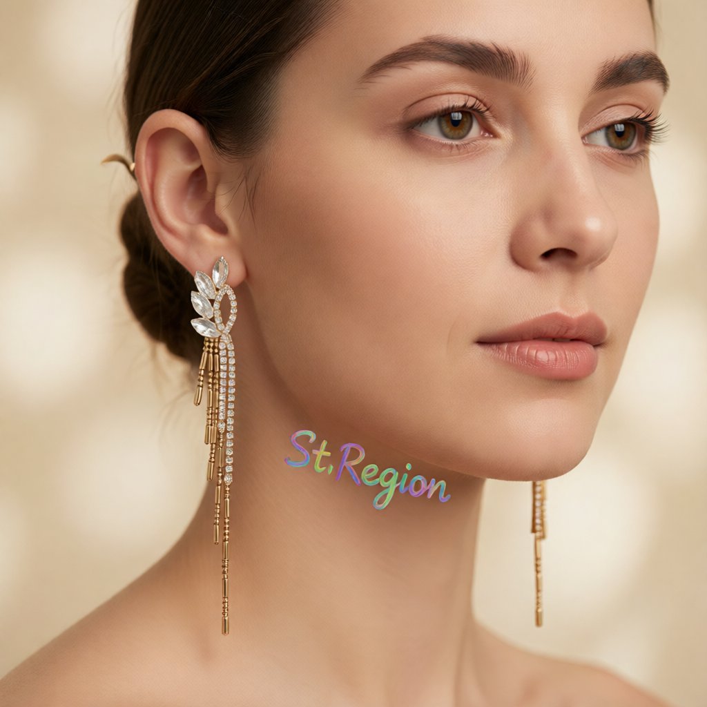 Crystal and Cubic Zirconia Bar Tassel Drop Earrings, drop earrings for women, dainty minimalist design, styled look
