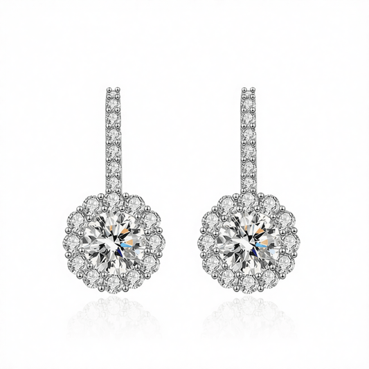 Clear Crystal & Cubic Zirconia Silvertone Round Dangle Earrings
