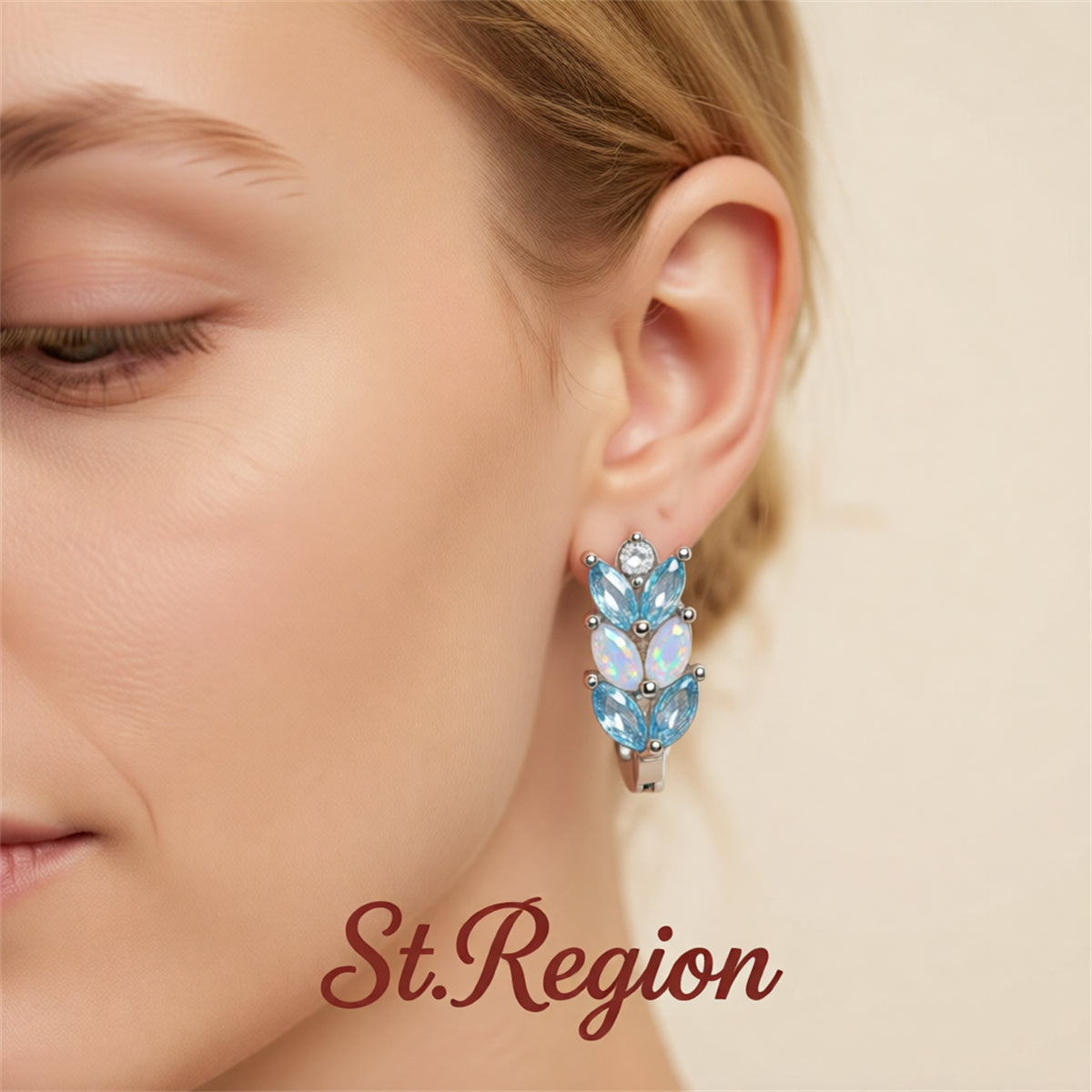 Opal & Crystal Silver-Plated Leverback Earrings