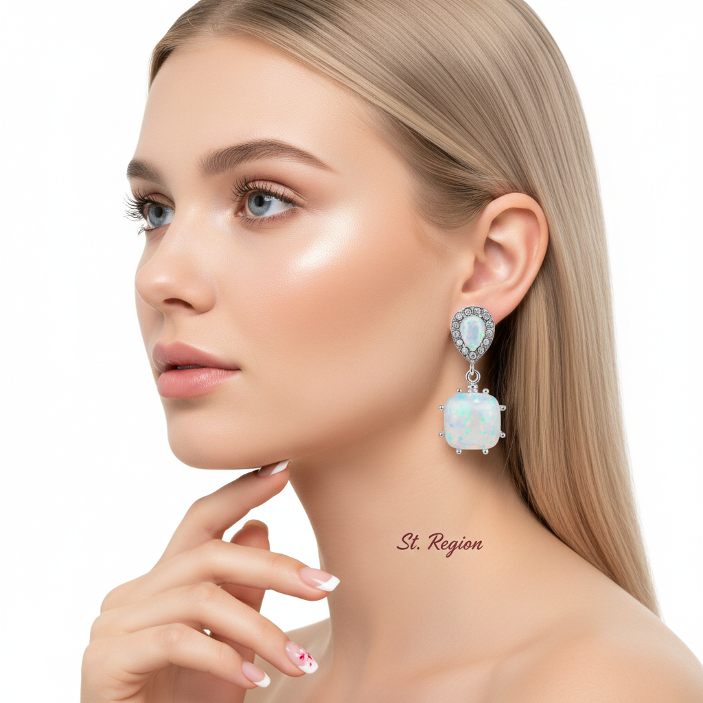 Resin & Cubic Zirconia Drop Earrings - Street Region