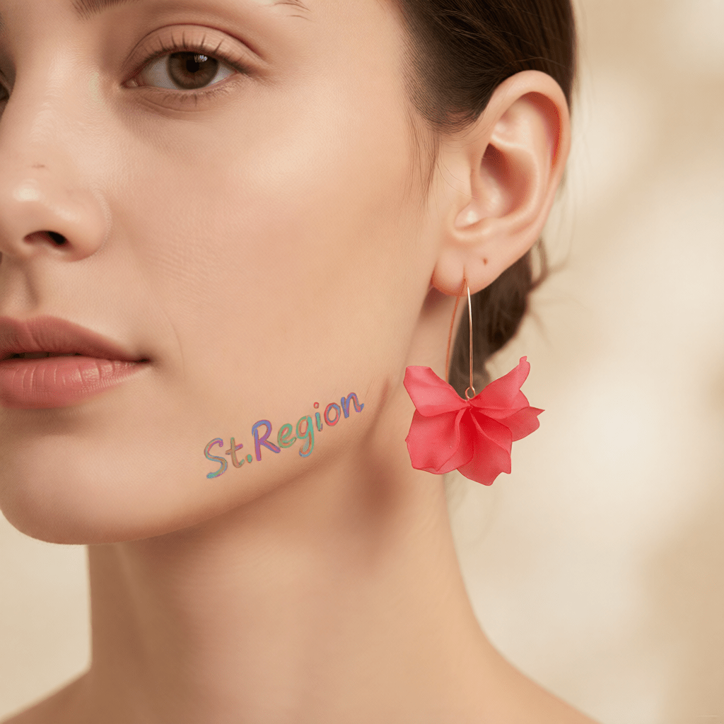 Pink Acrylic and Goldtone Petals Drop Earrings, elegant gift for her, styled look
