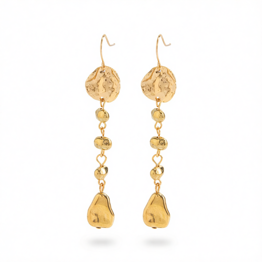 Goldtone Irregular Beads Drop Dangle Earrings