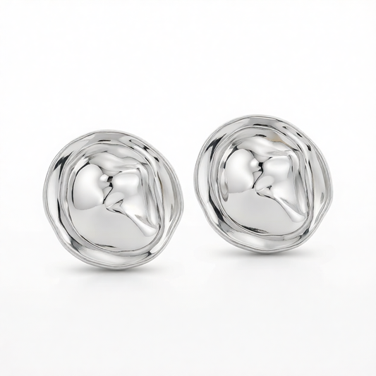 Silvertone Hat Statement Stud Earrings