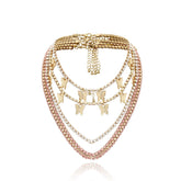 Cubic Zirconia & 18K Gold-Plated Butterfly Layered Station Necklace