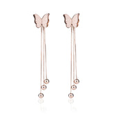 18k Rose Gold-Plated Butterfly Bead Drop Earrings - streetregion
