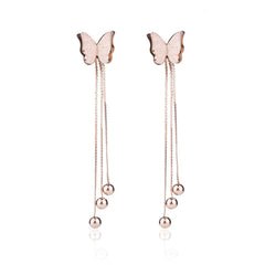 18k Rose Gold-Plated Butterfly Bead Drop Earrings - streetregion
