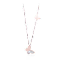 Cubic Zirconia & 18K Rose Gold-Plated Butterfly Pendant Necklace