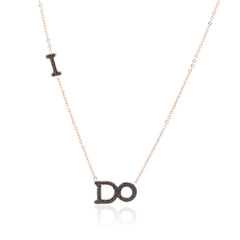 Cubic Zirconia & 18K Rose Gold-Plated 'I Do' Pendant Necklace