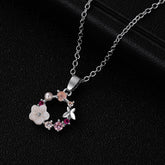 Cubic Zirconia & Cat's Eye Flower Pendant Necklace