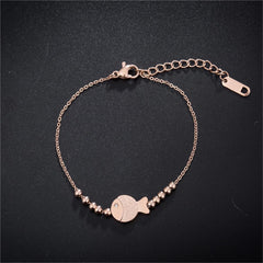 18K Rose Gold-Plated Frosted Fish & Bead Anklet