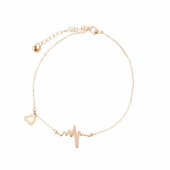 18K Rose Gold-Plated Electrocardiogram & Heart Anklet