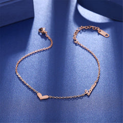 18K Rose Gold-Plated Heart 'Love' Anklet