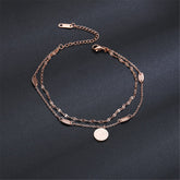 18K Rose Gold-Plated Coin Layer Anklet