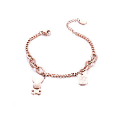 18K Rose Gold-Plated Rabbit & Card Charm Bracelet